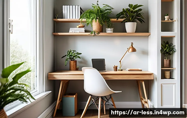 미니멀 워크에 적합한 가구 추천 - **Prompt:** A serene and impeccably organized minimalist home office nestled in a sunlit corner of a...
