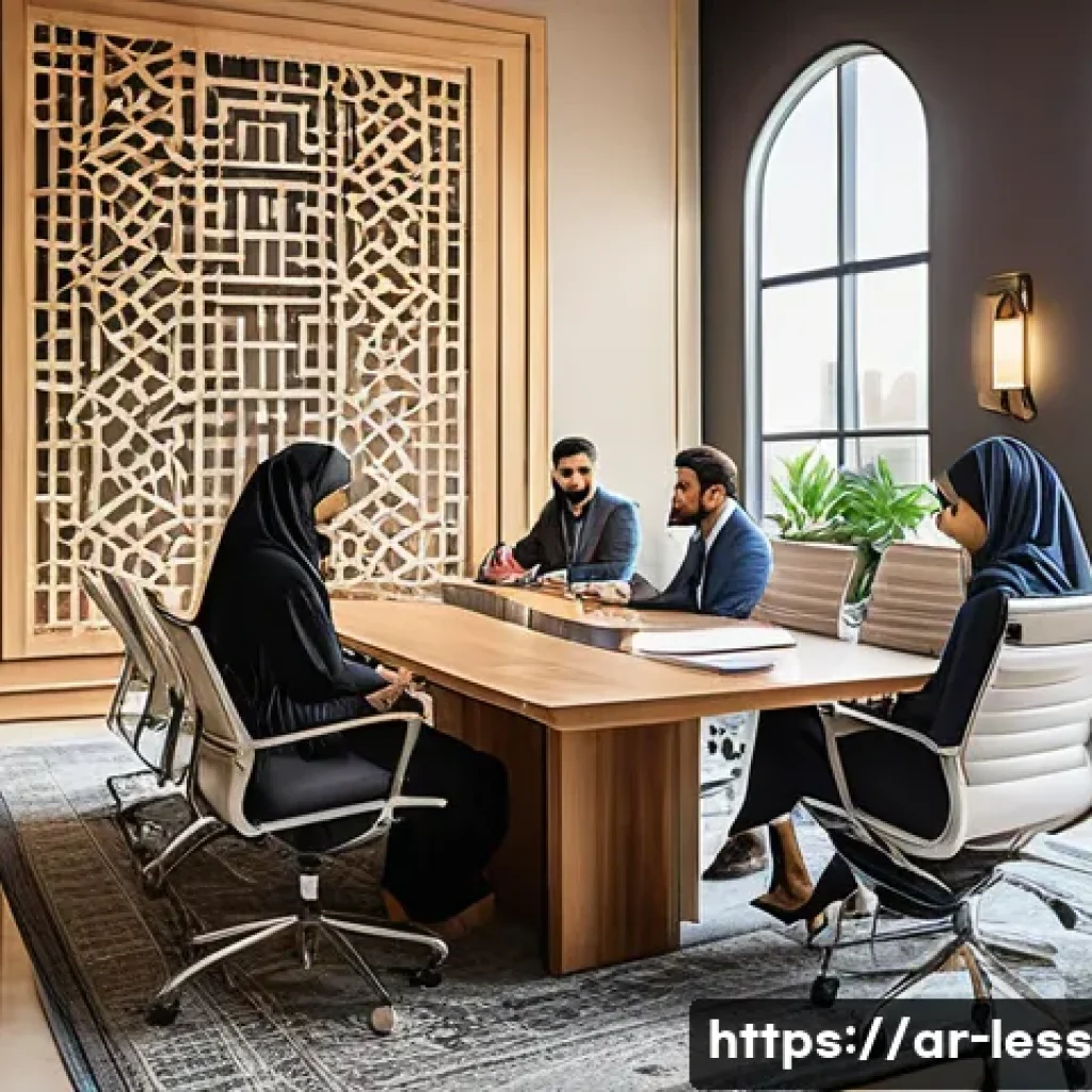 미니멀 워크의 사례 연구 성공적인 기업들 - A modern Middle Eastern office environment featuring a diverse team of Arab professionals collaborat...