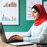 Home 20 미니멀 워크의 생산성 측정 방법 - A modern Arabic office setting with a focused young Arab professional woman wearing modest business ...