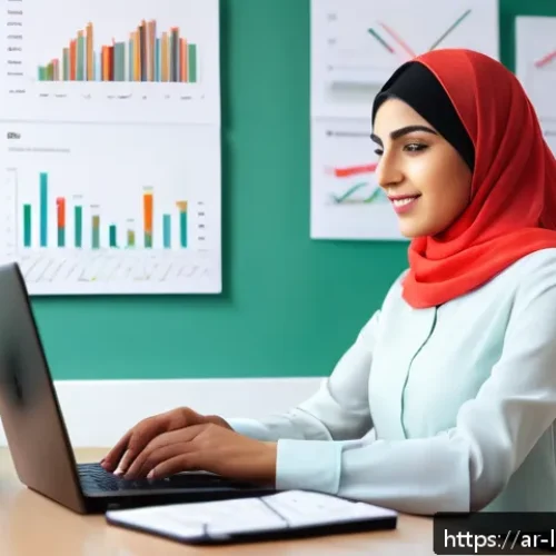 Home 32 미니멀 워크의 생산성 측정 방법 - A modern Arabic office setting with a focused young Arab professional woman wearing modest business ...