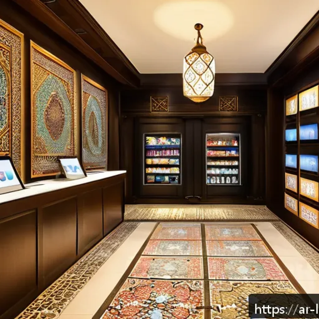 미니멀 워크에서의 고객 중심 접근법 - A warm and inviting small retail space designed for an Arabic-speaking clientele, featuring traditio...