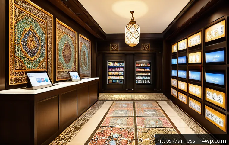 미니멀 워크에서의 고객 중심 접근법 - A warm and inviting small retail space designed for an Arabic-speaking clientele, featuring traditio...